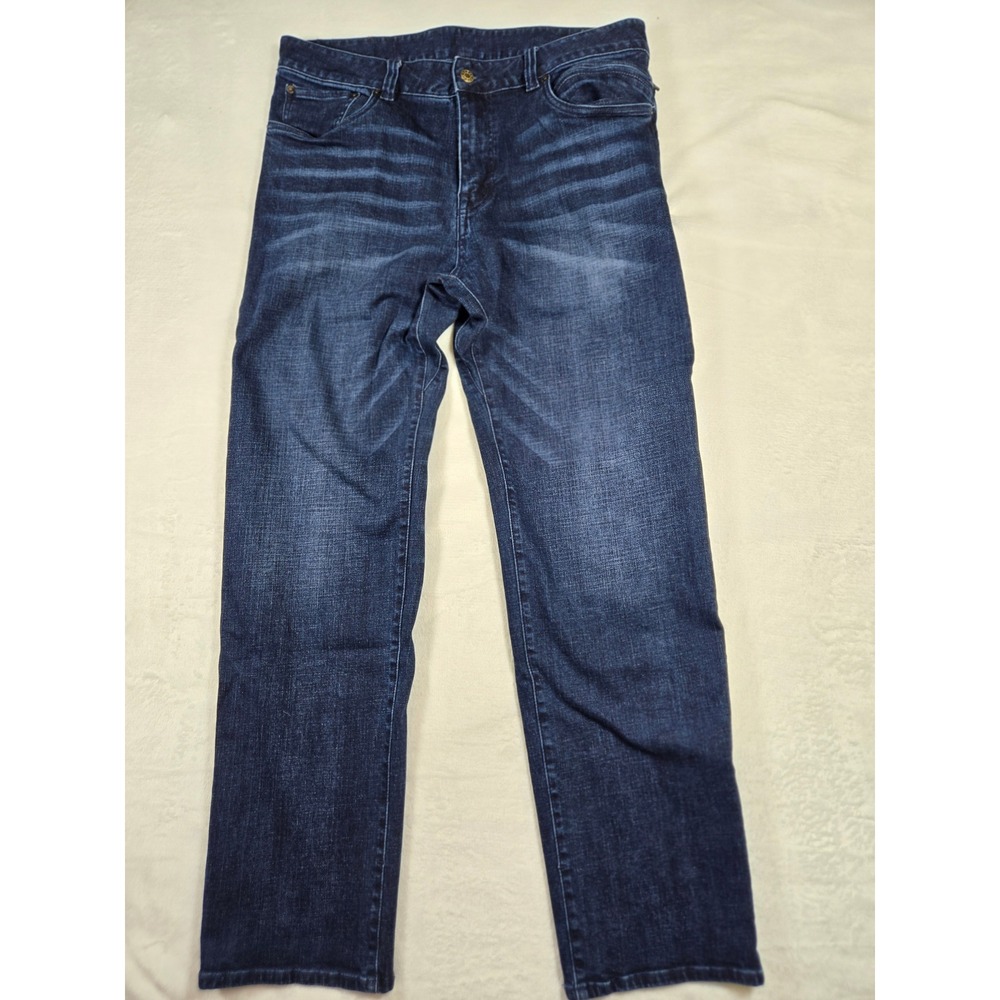 Prana Bridger Jeans Mens 36x32 Dark Wash Organic Cotton Straight Leg Blue Denim